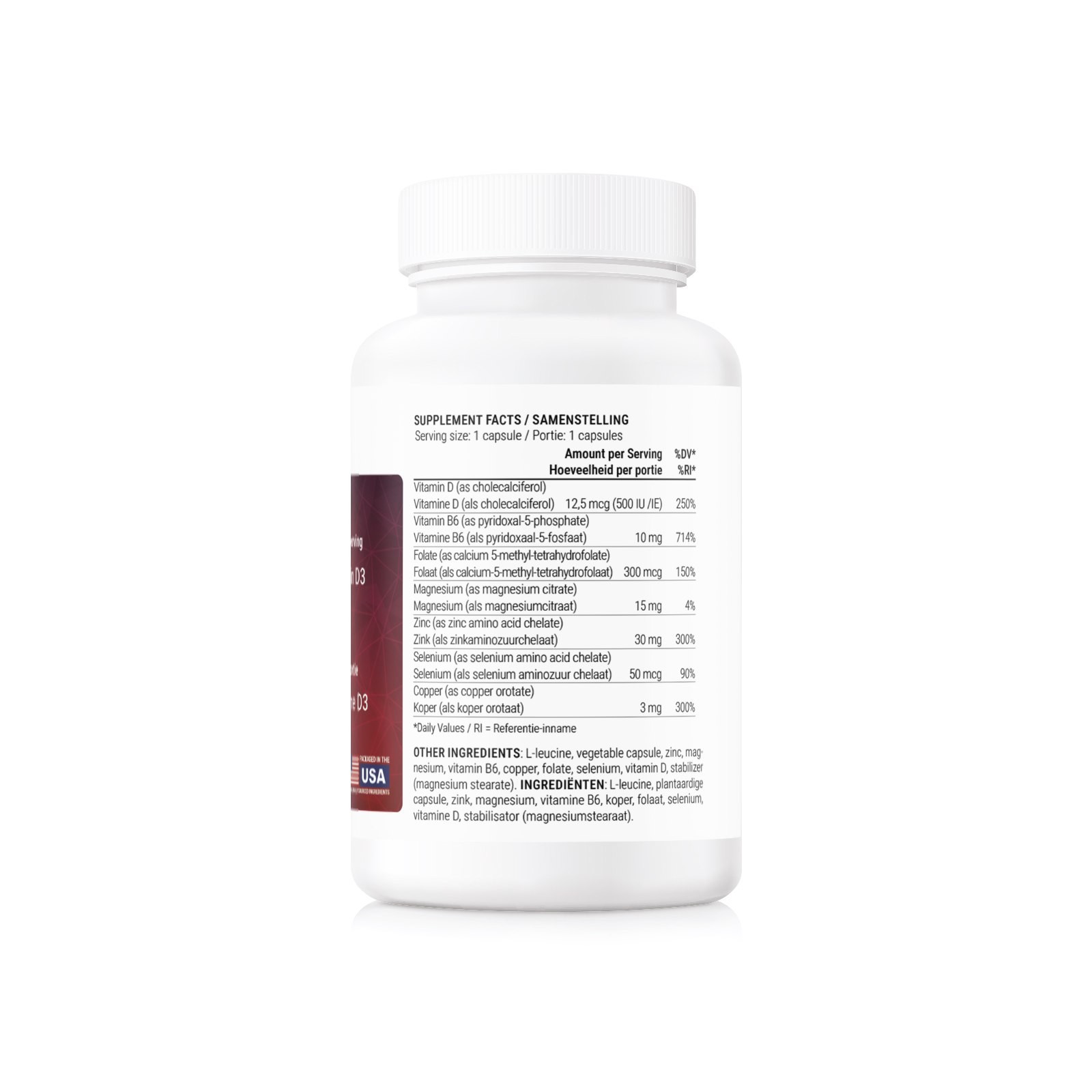Zinc with Magnesium, Vitamin D3 and Selenium – 30 mg of Zinc – 60 vegetable capsules
